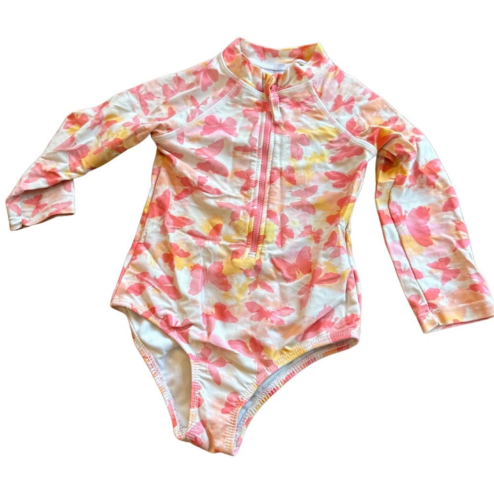Kids butterfly Floral Rash Guard